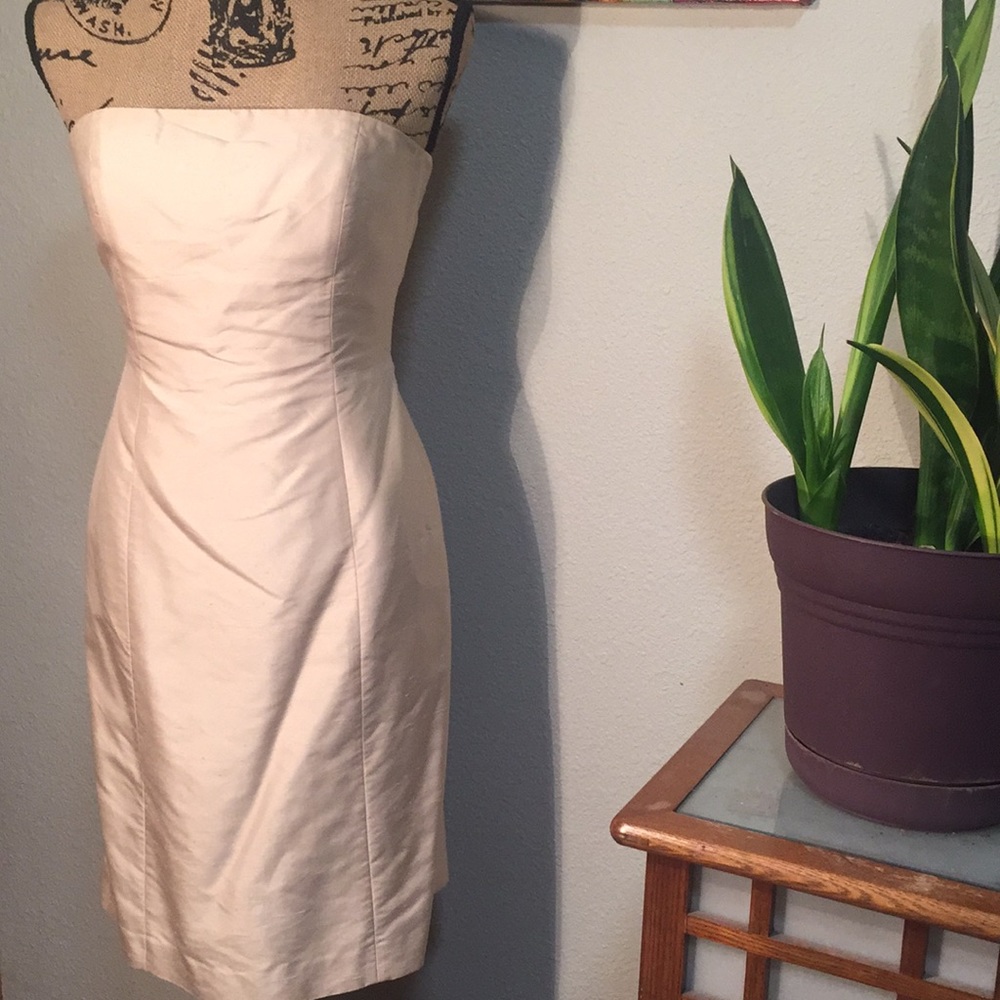 Pre-loved, champaign colored, knee length dress.